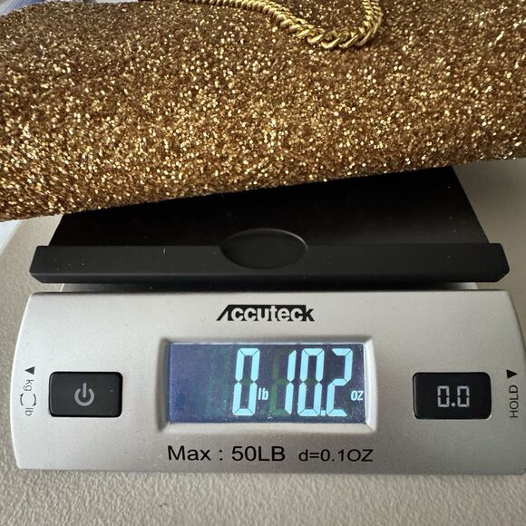 Gold Glitter Clutch Handbag Kiss Lock Evening Wedding Prom Glam Old Hollywood - Picture 13 of 13